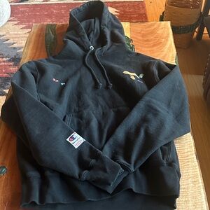 Champion Black Hoodie with Multicolor Accents